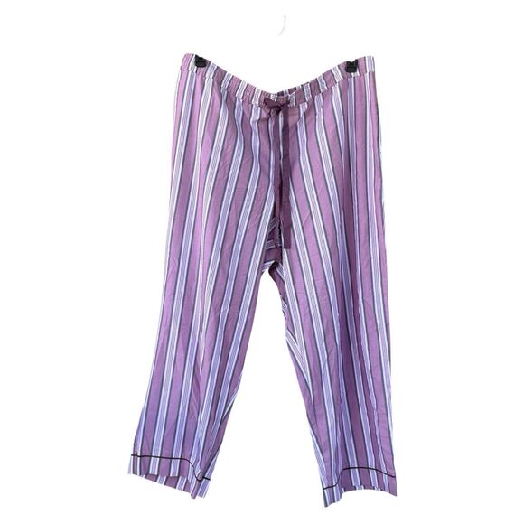 NWT State of Day Women Pajama Pants Plus Size 3X Pink White Stripe Cotton Blend - Picture 1 of 4
